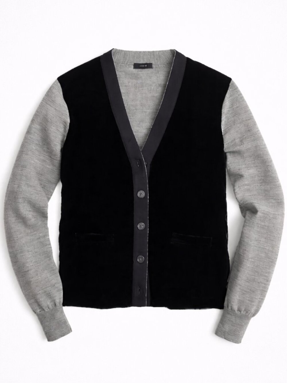 J. Crew Women's Harlow Cardigan Size M Black Velvet Merino Wool Dark‎ Academia